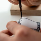 Miyu Kurihara working in her studio on collaborative work done with Yuta Segawa, London 2019